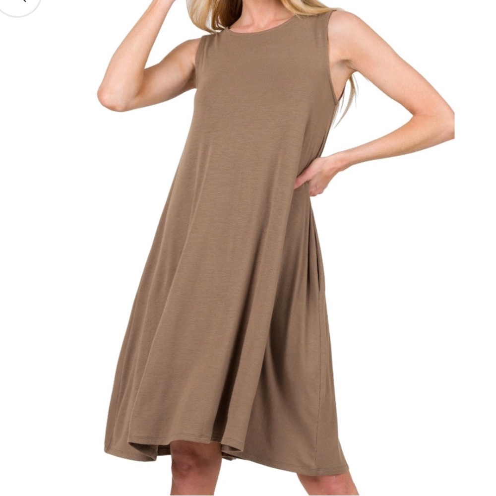 Pocket Swing Dress - color is Eggplant